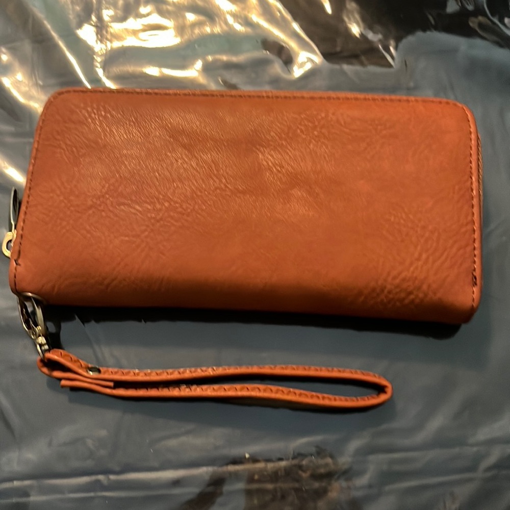 New brown wallet with zipper closure